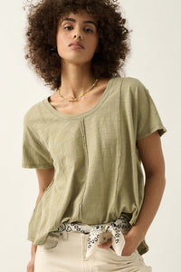 Easy Fit Vintage-Wash Slub Cotton Exposed-Seam Tee - ShopPromesa