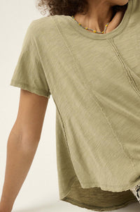 Easy Fit Vintage-Wash Slub Cotton Exposed-Seam Tee - ShopPromesa