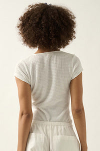 Smocked Jersey Scoopneck High-Cut Bodysuit - ShopPromesa