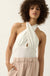 Smocked Jersey Crisscross Keyhole Halter Top - ShopPromesa