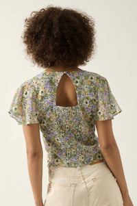 Magic in Bloom Floral Chiffon Button-Front Blouse - ShopPromesa