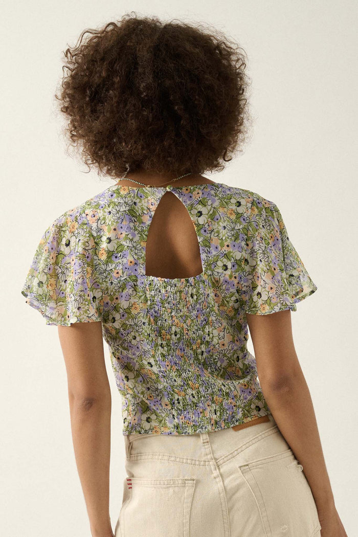 Magic in Bloom Floral Chiffon Button-Front Blouse - ShopPromesa