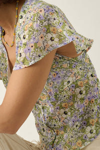 Magic in Bloom Floral Chiffon Button-Front Blouse - ShopPromesa