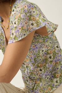 Magic in Bloom Floral Chiffon Button-Front Blouse - ShopPromesa