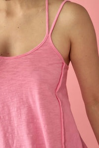 Easy Fit Vintage-Wash Slub Cotton Strappy Tank Top - ShopPromesa