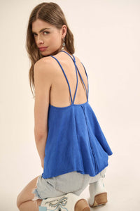 Easy Fit Vintage-Wash Slub Cotton Strappy Tank Top - ShopPromesa