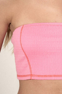 Smocked Jersey Cropped Bandeau Tube Top - ShopPromesa