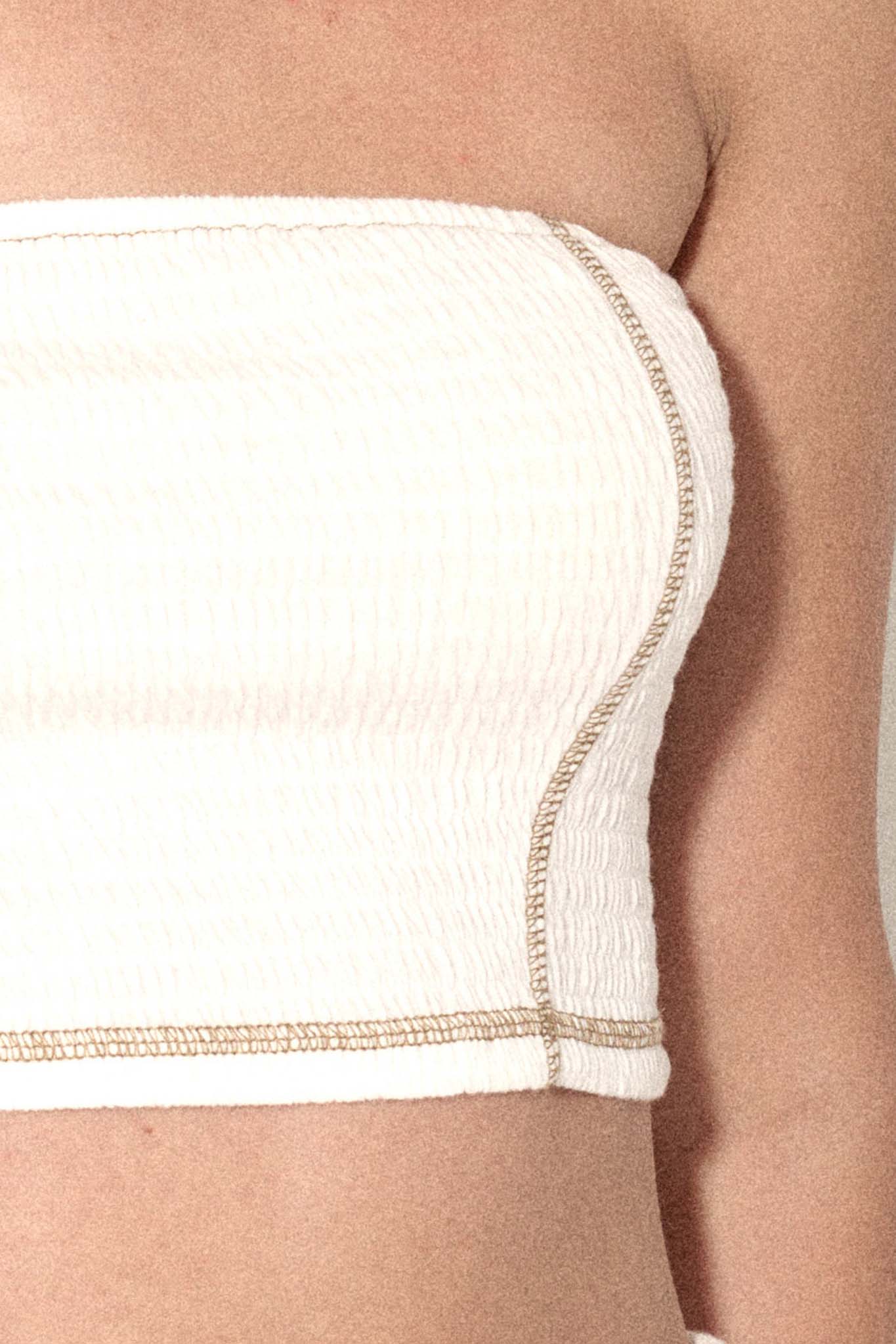 Smocked Jersey Cropped Bandeau Tube Top - ShopPromesa