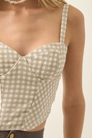 Sweetly Sultry Gingham Bustier Corset Top - ShopPromesa
