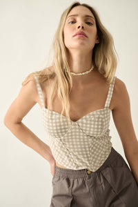 Sweetly Sultry Gingham Bustier Corset Top - ShopPromesa