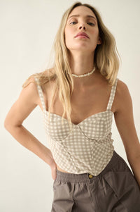 Sweetly Sultry Gingham Bustier Corset Top - ShopPromesa