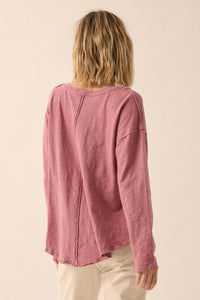 Easy Fit Cotton Slub Exposed-Seam Long-Sleeve Tee - ShopPromesa