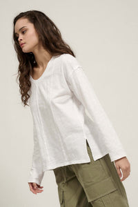 Easy Fit Cotton Slub Exposed-Seam Long-Sleeve Tee - ShopPromesa