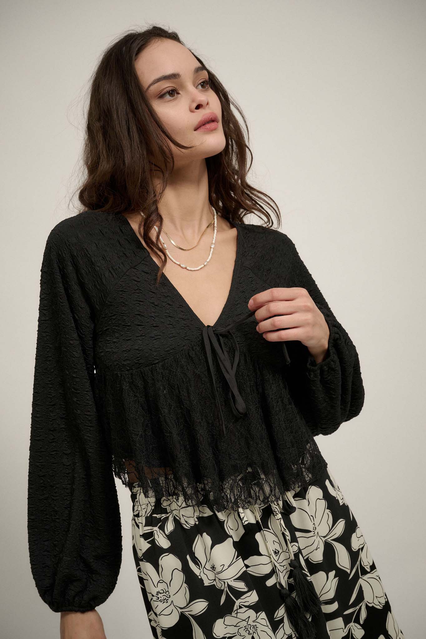 Dream Dolly Lace Ruffle Textured Peasant Top - ShopPromesa