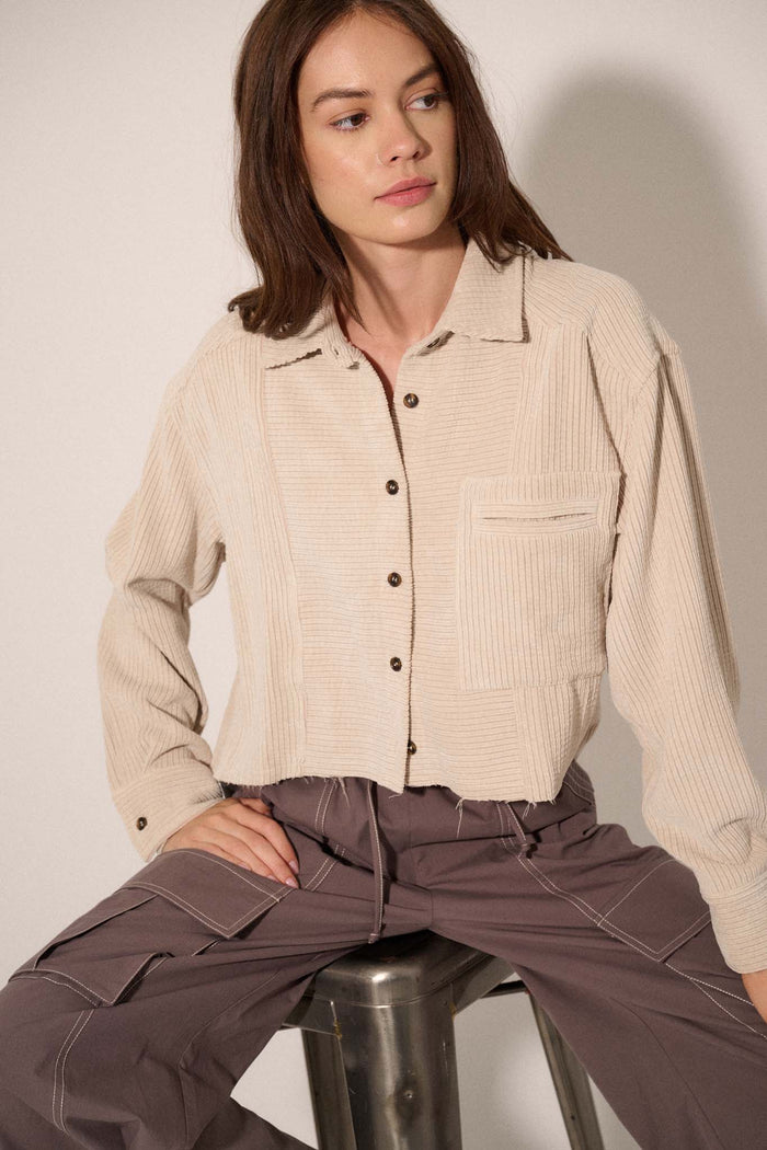 Away from Home Raw-Edge Corduroy Pocket Shirt - ShopPromesa