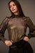 Golden Age Metallic Bishop-Sleeve Mock Neck Top - ShopPromesa