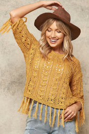 Macrame Dreams Fringed Crochet Sweater - ShopPromesa