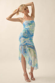 Chasing Waves Tie-Dye Mesh Drop-Waist Midi Dress - ShopPromesa