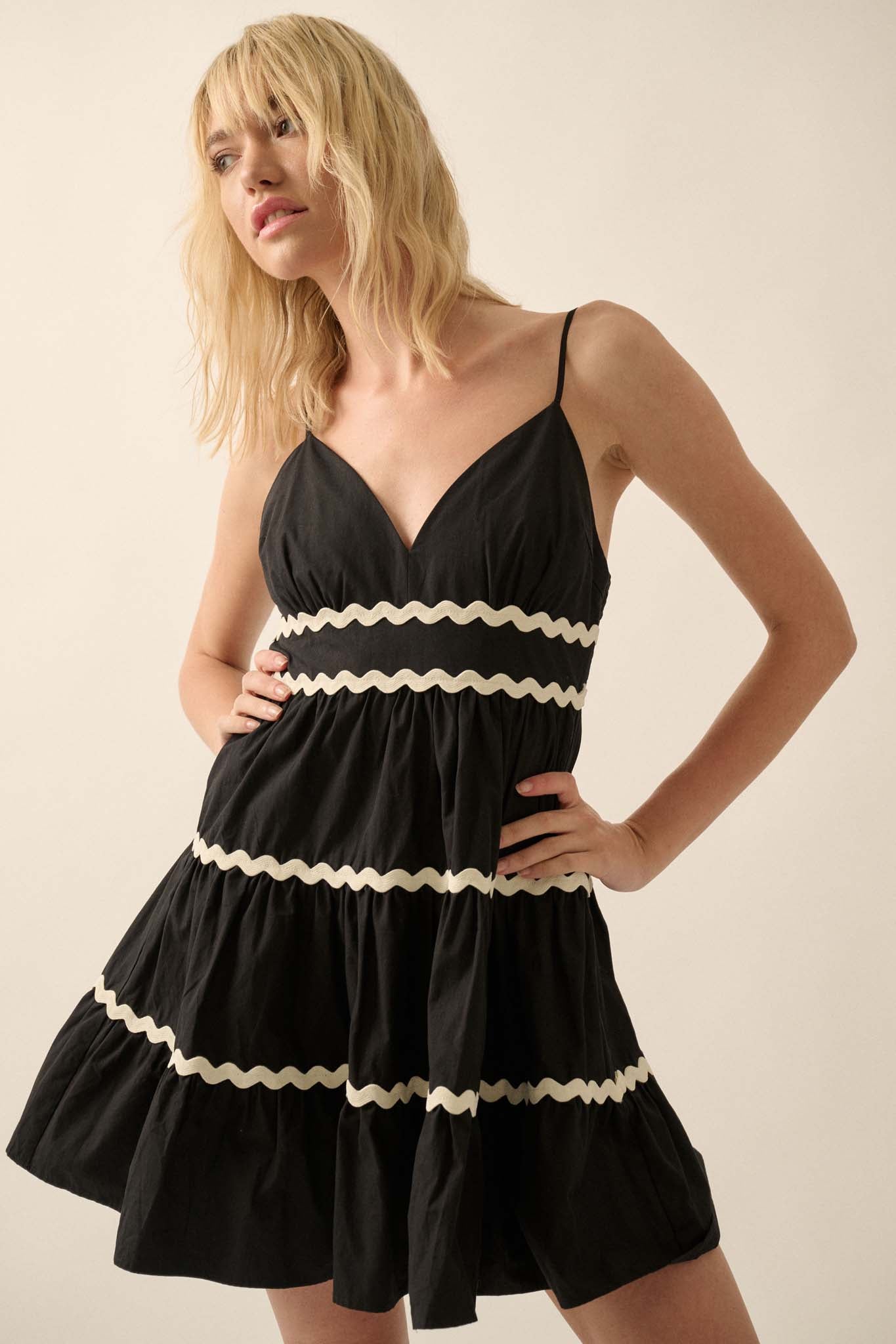 Absolute Bliss Rickrack-Trim Tiered Mini Sundress - ShopPromesa