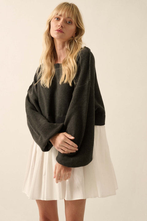Day and Age Layered-Look Sweater Mini Dress - ShopPromesa