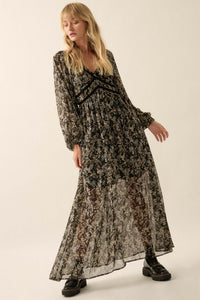 Sweet Meadow Floral Chiffon Maxi Prairie Dress - ShopPromesa