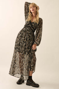 Sweet Meadow Floral Chiffon Maxi Prairie Dress - ShopPromesa