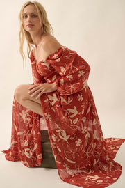 Autumn Winds Floral Chiffon Maxi Dress - ShopPromesa