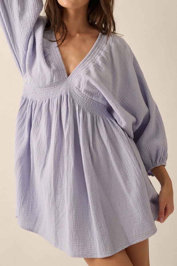 Dawn of Love Crinkle Cotton Kimono Mini Dress - ShopPromesa