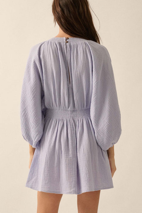 Dawn of Love Crinkle Cotton Kimono Mini Dress - ShopPromesa