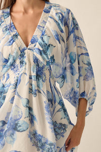 Royal Garden Floral Chiffon Kimono Mini Dress - ShopPromesa