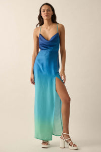 Throwing Shade Ombre Satin Open-Back Maxi Dress - ShopPromesa