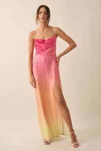 Throwing Shade Ombre Satin Open-Back Maxi Dress - ShopPromesa