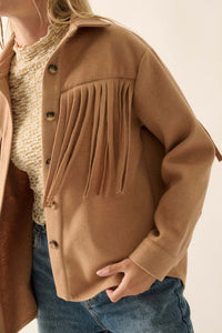 Desert Canyon Brushed Felt Fringe Shacket - ShopPromesa