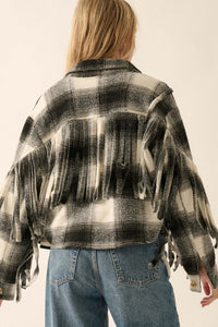 Up the Country Plaid Fringe Shacket - ShopPromesa