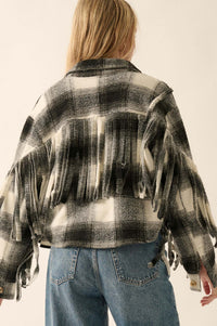 Up the Country Plaid Fringe Shacket - ShopPromesa