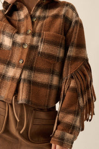 Up the Country Plaid Fringe Shacket - ShopPromesa