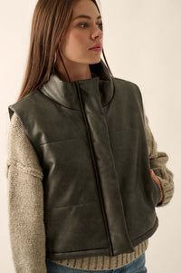 Urban Hiker Vegan Leather Puffer Vest - ShopPromesa