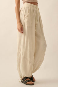 Jump In Crinkle Cotton Drawstring Parachute Pants - ShopPromesa