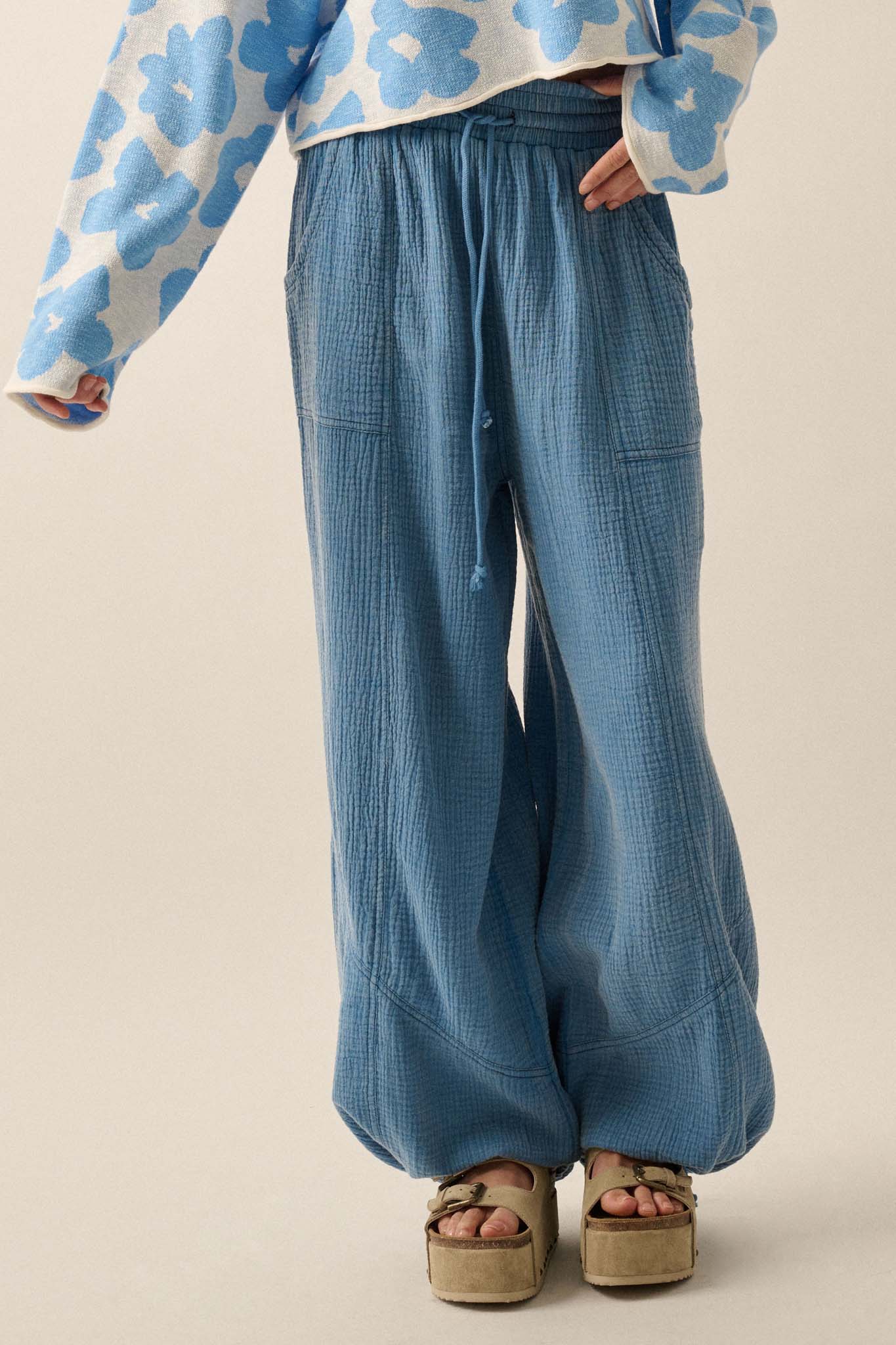 Jump In Crinkle Cotton Drawstring Parachute Pants - ShopPromesa