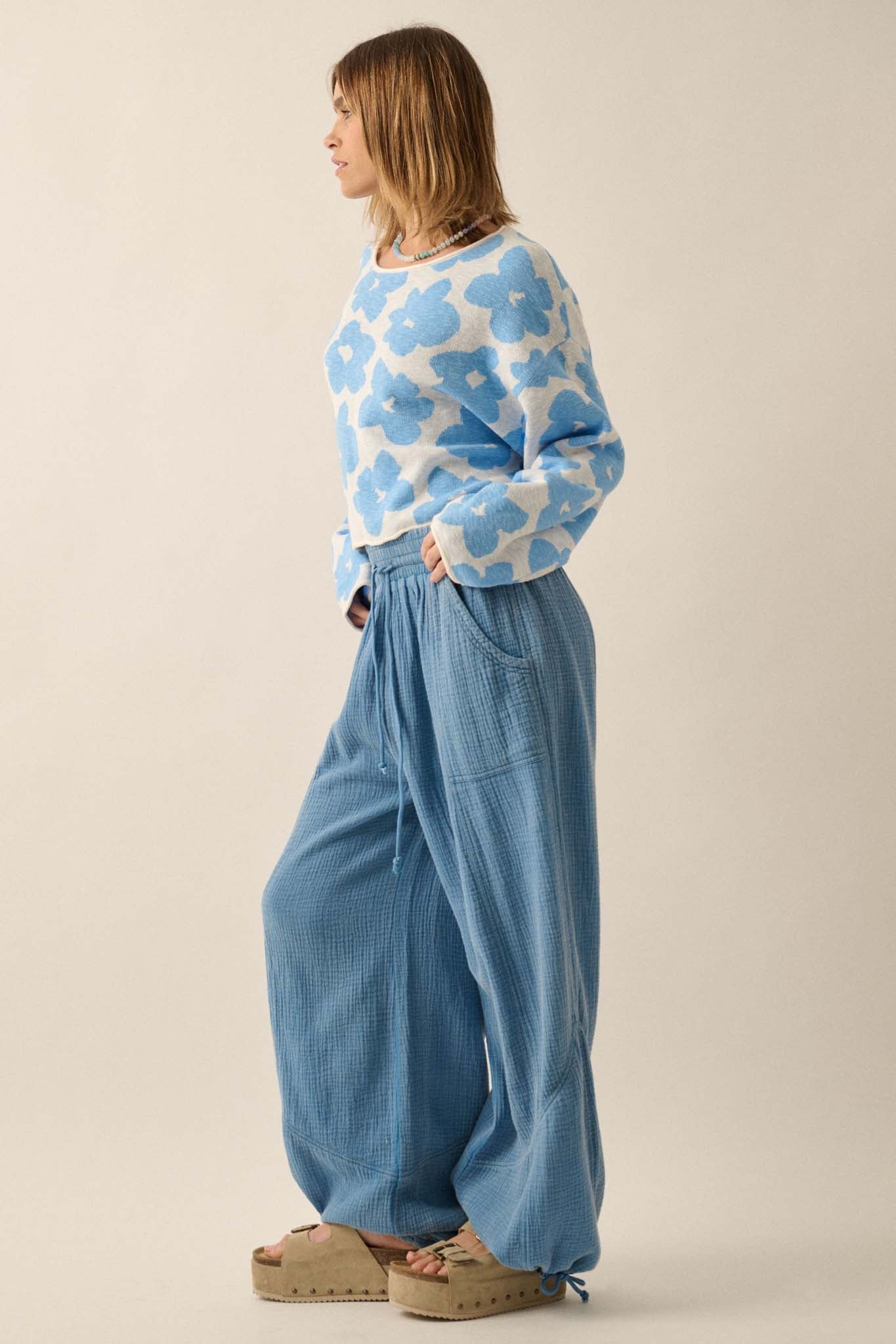 Jump In Crinkle Cotton Drawstring Parachute Pants - ShopPromesa