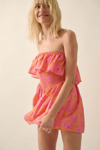 Sunrise Garden Floral Strapless Flounce Romper - ShopPromesa