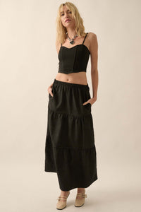 Mellow Out Textured Tiered Ruffle Maxi Skirt - ShopPromesa