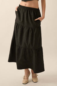 Mellow Out Textured Tiered Ruffle Maxi Skirt - ShopPromesa