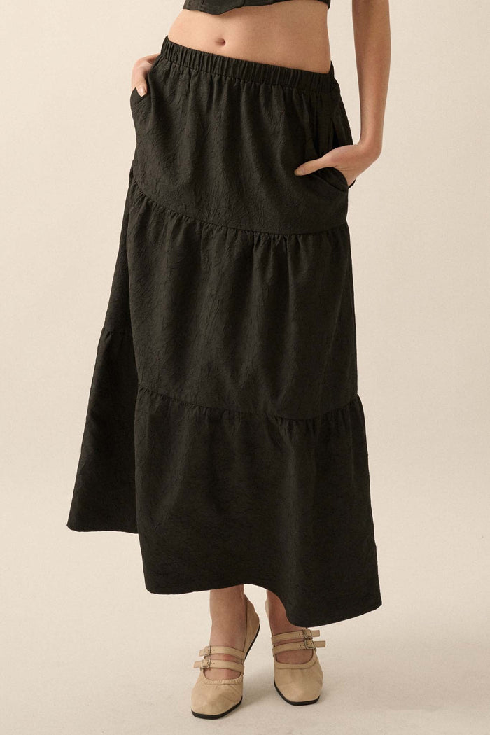 Mellow Out Textured Tiered Ruffle Maxi Skirt - ShopPromesa