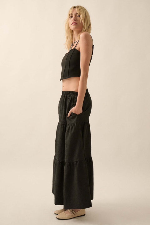 Mellow Out Textured Tiered Ruffle Maxi Skirt - ShopPromesa