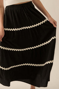 Blissful Breeze Rickrack-Trim Tiered Maxi Skirt - ShopPromesa