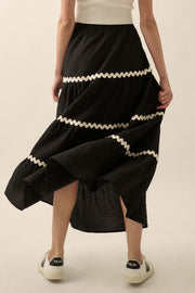 Blissful Breeze Rickrack-Trim Tiered Maxi Skirt - ShopPromesa