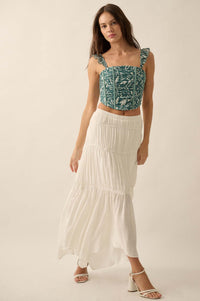 Gentle Winds Tiered Ruffle Handkerchief Maxi Skirt - ShopPromesa