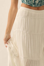 Gentle Winds Tiered Ruffle Handkerchief Maxi Skirt - ShopPromesa