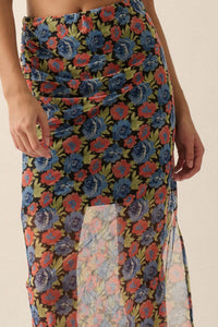 Late Night Blossoms Floral Mesh Maxi Skirt - ShopPromesa